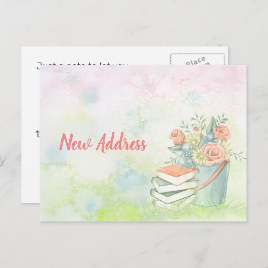 水色の花の住所の変更ポストカード 案内ポストカード (正面/裏面)