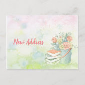 水色の花の住所の変更ポストカード 案内ポストカード (正面)