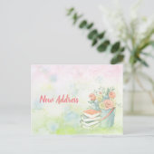 水色の花の住所の変更ポストカード 案内ポストカード (スタンド正面)