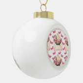 水色の花の封筒：シームレスなパターン セラミックボールオーナメント (左)