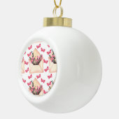 水色の花の封筒：シームレスなパターン セラミックボールオーナメント (右)