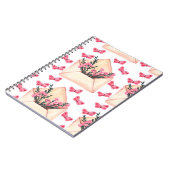 水色の花の封筒:シームレスなパターン ノートブック (左側)