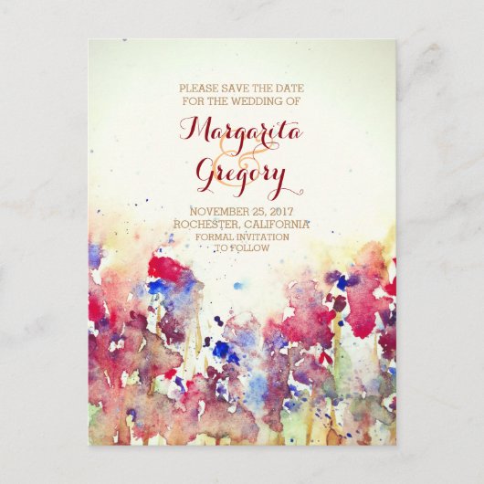 水色の花は日付はがきを保存 案内ポストカード (正面)