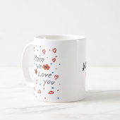 水色の花ハッピーマザーの日の手書き コーヒーマグカップ (正面左)