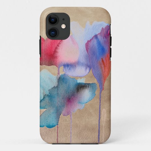 水色の花モダンフローラ青と赤 Case-Mate iPhoneケース (裏面)