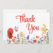 水色の花感謝していはフラットカード サンキューカード (正面/裏面)