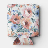 水色の花、シームレスなパターンイラストレーション。 缶クーラー (裏面)