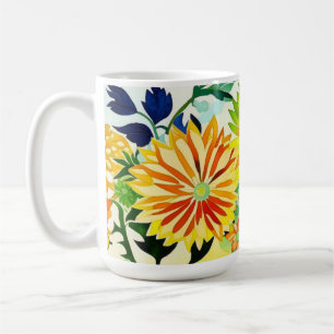 水色の花(ピンクと黄色) コーヒーマグカップ