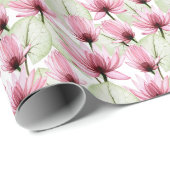 水色の花、蓮、ピンク、シームレス。 ラッピングペーパー (ロールコーナー)