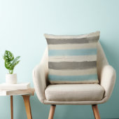 水色の茶色と青ストライプの水平のオプション クッション (椅子)