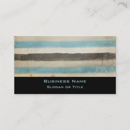 水色の茶色と青ストライプの水平のオプション 名刺 (正面)