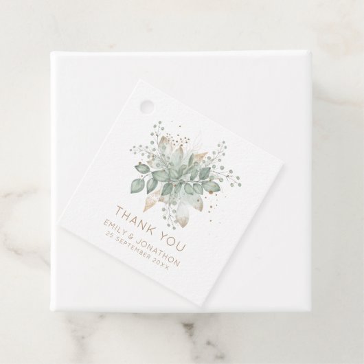 水色の葉ありがとうメッセージ結婚の名前 フェイバータグ (インサイチュ)