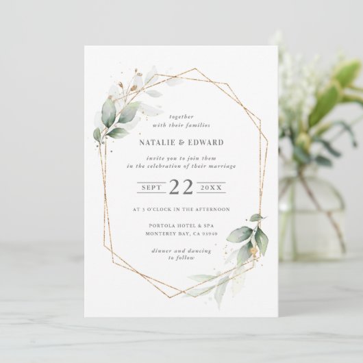 水色の葉と金ゴールド幾何結婚の (スタンド正面)