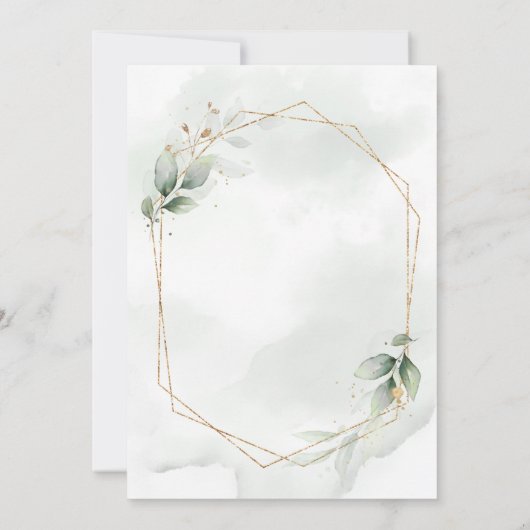 水色の葉と金ゴールド幾何結婚の (裏面)