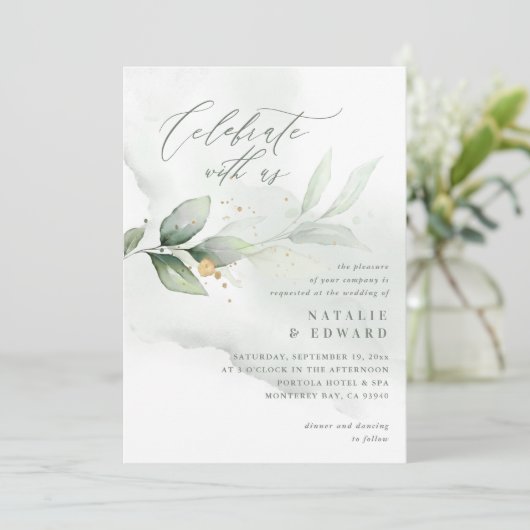 水色の葉と金属金ゴールド結婚の (スタンド正面)