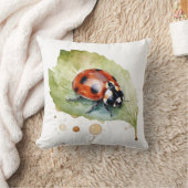 水色の葉に座っ鮮やかているテンジウムシ クッション (ブランケット)