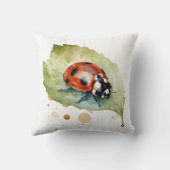 水色の葉に座っ鮮やかているテンジウムシ クッション (裏面)