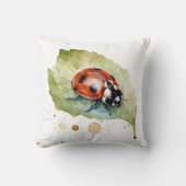 水色の葉に座っ鮮やかているテンジウムシ クッション (正面)