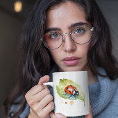 水色の葉に座っ鮮やかているテンジウムシ コーヒーマグカップ