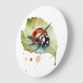 水色の葉に座っ鮮やかているテンジウムシ ラージ壁時計 (傾斜)