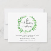 水色の葉の結婚後パーティの招待状 招待状 (正面)