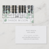 水色の葉デコーピアニスト音楽先生 名刺 (正面/裏面)