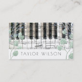 水色の葉デコーピアニスト音楽先生 名刺 (正面)