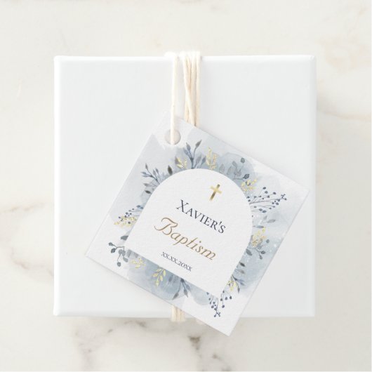 水色の葉バプテスマメッセージカード フェイバータグ (インサイチュ)