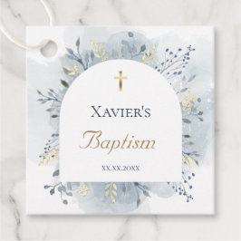 水色の葉バプテスマメッセージカード フェイバータグ