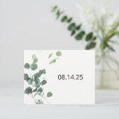 水色の葉フォントを保存モダンする 案内ポストカード (スタンド正面)