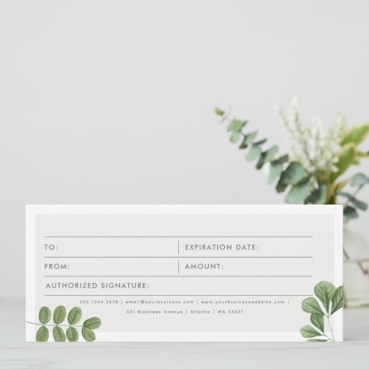 水色の葉ロゴ商品券 (スタンド正面)