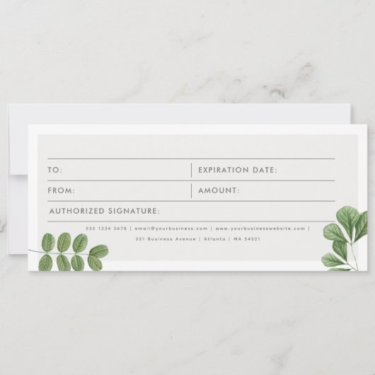 水色の葉ロゴ商品券 (正面)