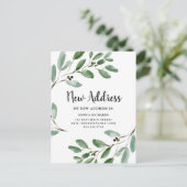 水色の葉新しい住所の通知 ポストカード (スタンド正面)