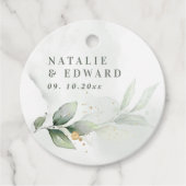 水色の葉結婚のユーカリエレガント フェイバータグ (正面)