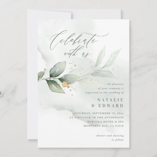 水色の葉、オリーブグリーンと金ゴールド結婚ズ (正面)