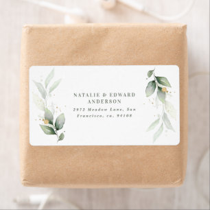 水色の葉、金属金ゴールドエーテルモダン ラベル