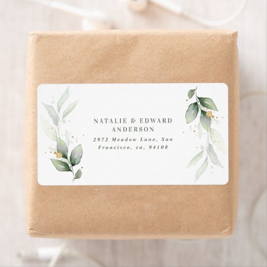 水色の葉、金属金ゴールドエーテルモダン ラベル (インサイチュ)