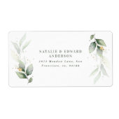 水色の葉、金属金ゴールドエーテルモダン ラベル (正面)