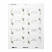 水色の葉、金属金ゴールドエーテルモダン ラベル (フルシート)