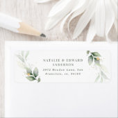 水色の葉、金属金ゴールドエーテルモダン ラベル (インサイチュ)