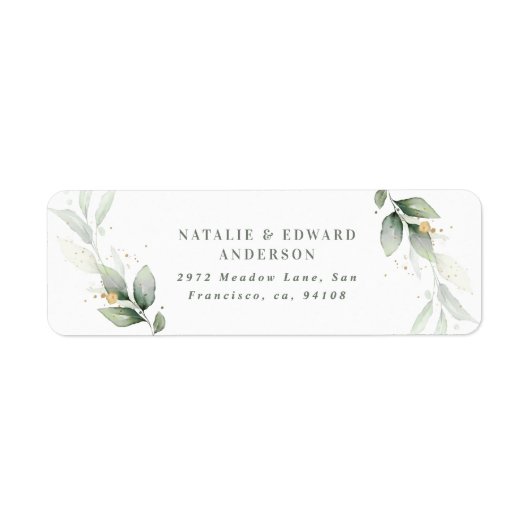 水色の葉、金属金ゴールドエーテルモダン ラベル (正面)