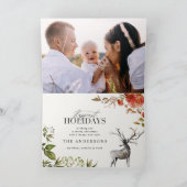 水色の葉stag写真クリスマス カード (内部)