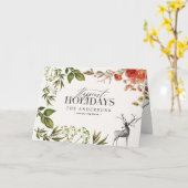 水色の葉stag写真クリスマス カード (黄色い花)