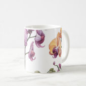 水色の蘭の花、シームレスなパターン。 コーヒーマグカップ (正面右)