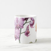 水色の蘭の花、シームレスなパターン。 コーヒーマグカップ (中央)