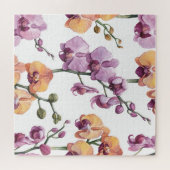 水色の蘭の花、シームレスなパターン。 ジグソーパズル (横)