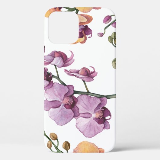 水色の蘭の花、シームレスなパターン。 Case-Mate iPhoneケース (裏面)