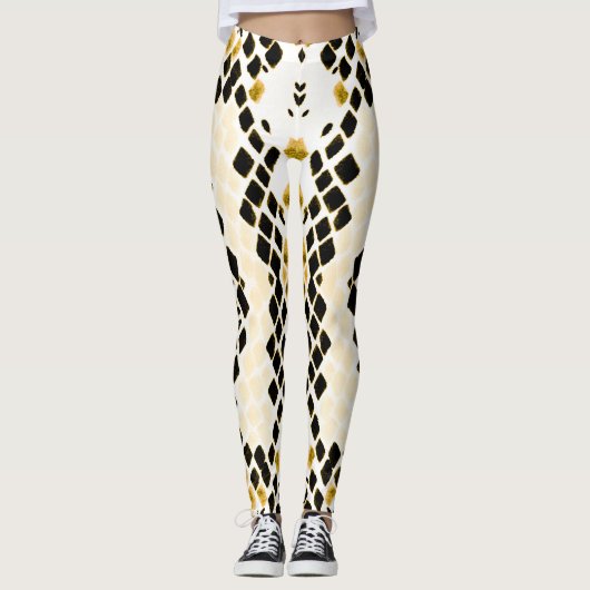 水色の蛇肌:異国のグランジ柄 レギンス (正面)
