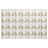 水色の蝶々と野の花 ファブリック (ファットクウォーター)