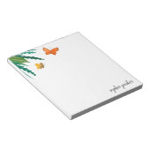 水色の蝶と緑 ノートパッド (アングル)